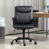 HOMCOM, Scaun Directorial, Cu Înălțime Reglabilă, Piele artificială, metal, 60x68x105 cm, Negru(m-8)