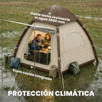 Outsunny Tienda de Campaña Inflable con Mosquitera Vestíbulo Bomba para 3–4 Personas UPF30+ Bolsa Montaje Rápido Impermeable(m-6)