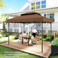 Outsunny Toldo de Substituição para Pérgola 400x300 cm com Duplo Teto e 8 Orifícios de Drenagem Marrom(m-8)