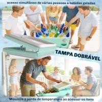 Outsunny Carro de Bebidas Refrigerado 56L com Rodas Abre-garrafas Coletor de Tampas e Alça para Jardim e Festas 75x35x78 cm Verde Claro(m-7)