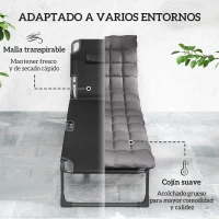 Outsunny Set de 2 Tumbonas Plegables con Reposacabezas Cojines Bolsillo Lateral y Respaldo Reclinable 5 Posiciones Gris Oscuro(m-5)
