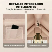 Outsunny Tienda de Campaña Inflable con Apertura de Chimenea y Claraboya Bomba Bolsa UPF30+ para 4 Estaciones Impermeable 5000+(m-9)