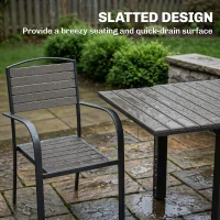 Outsunny Gartenmöbel Set Sitzgruppe 7-teilig Ausziehbar Tisch mit 6 stapelbaren Stühlen Holzoptik Lamelldesign Aluminiumrahmen(m-8)