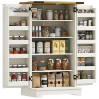 HOMCOM Armario Despensa Cocina con 2 Puertas 16 Estantes y Estante Ajustable para Comedor Salón 60x40x104 cm Crema(m-10)