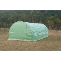 Outsunny Estufa Tipo Túnel 590x300x200cm com Porta Enrolável 8 Janelas Cobertura de PE 140g/m² e Tubo de Aço para Cultivos de Plantas Verduras Verde(m-14)