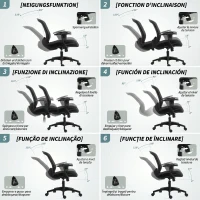 HOMCOM Scaun de Birou Respirabil și Reglabil pe Înălțime, din Material Plasă, 65x59x92.5-102.5 cm, Negru(m-7)