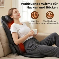 HOMCOM Shiatsu-Rückenmassager mit Wärme, Tiefenmassage und 3-stufiger Sitzvibration, Massagegerät für Rückenschmerzen(m-6)