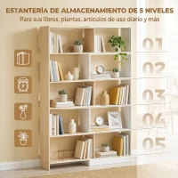 HOMCOM Estantería Expandible 5 Niveles Giratoria 350° Ancho Ajustable Convertible en en L Recta o Compacta 111,5x23,8x163,7 cm(m-6)