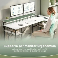 HOMCOM Scrivania Angolare a L Reversibile con Prese di Corrente e 4 Cassetti in Tessuto, Bianco(m-7)