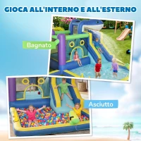 AIYAPLAY Gonfiabile Tema Squali con Scivolo, Piscina/Piscina Palline per Divertimento Bambini all'Aperto(m-6)