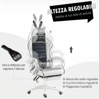 Vinsetto Sedia Gaming Reclinabile con Poggiapiedi e Cuscini, Orecchie da Coniglio e Altezza Regolabile, Nero(m-5)