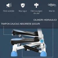 HOMCOM Stepper cu ghidon, pedale antiderapante și monitor LCD, din oțel și ABS, 55x44x108 cm, alb-negru și alb(m-5)