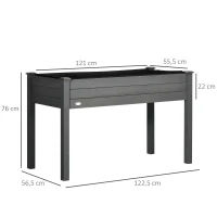 Outsunny Huerto Urbano Elevado de Madera 122,5x56,5x76 cm con Tela no Tejida para Cultivos Plantas Flores Gris Oscuro(m-3)