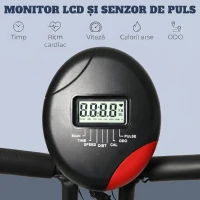 HOMCOM Bicicletă Fitness Profesională cu Rezistență și Înălțime Reglabilă, din Oțel și PP, 41x86x112 cm, Neagră(m-4)