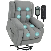 HOMCOM Power Lift Recliner Chair with Vibration Massage, Lift Chair for Elderly with Footrest, Remote, Side Pocket, Light Grey(m-10)