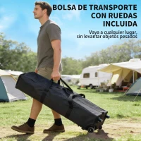 Outsunny Carpa Plegable Pop-up 4x4 m con Bloqueo Central UPF50+ Altura Ajustable Bolsas de Arena y Bolsa con Ruedas Beige y Café(m-8)