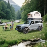 Tente de toit gonflable pour voiture/SUV, place pour 2 adultes + 1 enfant, 220x145x140 cm, Noir+Crème(m-1)