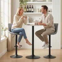 HOMCOM Breakfast Bar Stools Set of 2, 59-80cm Sitting Hight Leather Upholstered Bar Chairs - Grey(m-11)