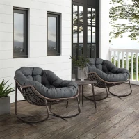 Fauteuil œuf à bascule avec coussin d'assise épais, Intérieur & Extérieur Fauteuil basculant confortable, 111x94,5x80 cm, Gris foncé(m-4)