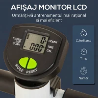 HOMCOM Stepper cu Ghidon, Pedale Antiderapante și Monitor LCD, din Oțel și ABS, 55x44x108 cm, Alb, Negru și Verde(m-4)