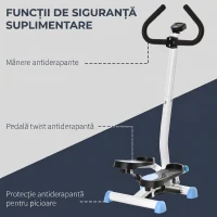 HOMCOM Stepper cu ghidon, pedale antiderapante și monitor LCD, din oțel și ABS, 55x44x108 cm, alb-negru și alb(m-8)
