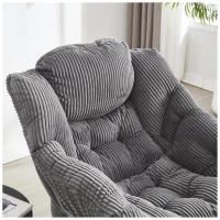 Fauteuil lounge avec pouf, accoudoirs et une poche latérale, revêtement en flanelle, 69,9x64,0x95,0 cm, Gris(m-10)