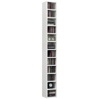 HOMCOM Mobile Libreria Porta CD a 12 Ripiani per 204 CD, in MDF e Truciolato, 21x20x175 cm, Bianco(m-11)