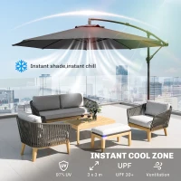 Outsunny 3 m Overhanging Cantilever Parasol, with Cross Base - Grey(m-4)