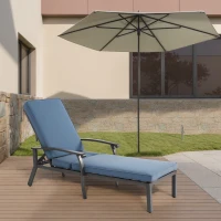 Chaise-lounge-patio avec dossier réglable, 204x58x100/30 cm, Bleu(m-1)