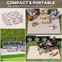 Outsunny Reversible Outdoor RV Rug, Patio Floor Mat, 274 x 182 cm Plastic Straw Rug for Garden, terrace, Beach, Camping, Coffee & White(m-4)