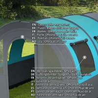 Outsunny Cort de Camping pentru 3 Persoane, Impermeabil, cu Zonă de Dormit și Zonă de Zi, din Poliester, 480x260x200 cm, Gri și Albastru(m-6)