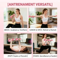 SPORTNOW Haltères Réglables 5 kg 4 en 1, Paires d'Haltères 1kg/1,5kg/2kg/2,5kg avec Poignée Antidérapante, Rose Cerise(m-7)