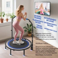 HOMCOM Trambulină Mini Fitness Pliabilă 45", cu Mâner Reglabil din Spumă, Albastru(m-6)