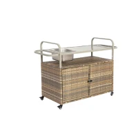 Bar roulant d'extérieur avec bac à glaçons, roulettes verrouillables, pour jardin, bord de piscine et arrière-cour, 131x50x91 cm, Beige(m-4)