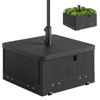 Outsunny Base per Ombrellone 3-in-1 Riempibile Multiuso Tavolino da Caffè e Fioriera, Nero(m-11)