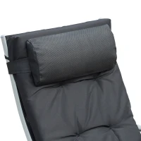 Outsunny Bain de Soleil Pliable transat inclinable 7 Positions Chaise Longue Grand Confort avec Matelas + accoudoirs métal époxy textilène Polyester Noir(m-8)