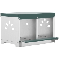 PawHut Ponedero para Gallinas de Acero Galvanizado con 2 Huecos para 2 Gallinas con Techo Impermeable y Ventilación Plateado y Verde