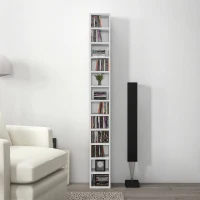 HOMCOM Mobile Libreria Porta CD a 12 Ripiani per 204 CD, in MDF e Truciolato, 21x20x175 cm, Bianco(m-9)
