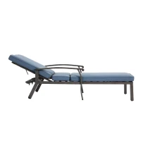 Chaise-lounge-patio avec dossier réglable, 204x58x100/30 cm, Bleu(m-7)