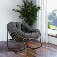 Fauteuil œuf à bascule avec coussin d'assise épais, Intérieur & Extérieur Fauteuil basculant confortable, 111x94,5x80 cm, Gris foncé(m-1)