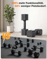 Verstellbares Kurzhantel-Set 5‑in‑1 (2 Stück), quadratisches Anti‑Roll‑Design, mit weichem TPU‑Griff, 34x26x16 cm, Grau(m-3)