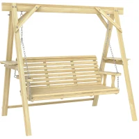 Outsunny Three-Seater Wooden Swing Bench(m-10)