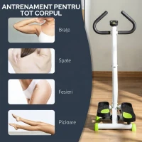 HOMCOM Stepper cu Ghidon, Pedale Antiderapante și Monitor LCD, din Oțel și ABS, 55x44x108 cm, Alb, Negru și Verde(m-7)