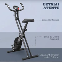 HOMCOM Bicicletă Fitness Profesională cu Rezistență și Înălțime Reglabilă, din Oțel și PP, 41x86x112 cm, Neagră(m-8)