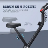 HOMCOM Bicicletă Fitness Profesională cu Rezistență și Înălțime Reglabilă, din Oțel și PP, 41x86x112 cm, Neagră(m-5)