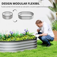 Outsunny Paturi înălțate metalice Set de 2 135 x 90 x 30 cm Paturi ovale cu bandă de cauciuc(m-7)