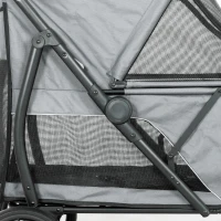 PawHut Carrito para Perros Plegable con 3 Ruedas Ventanas de Malla Cojín Lavable Todo Terreno Carga 20 kg 92x63x95 cm Gris(m-11)
