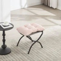Fauteuil lounge avec pouf, accoudoirs et une poche latérale, revêtement en flanelle, 69,9x64,0x95,0 cm, Rose(m-7)