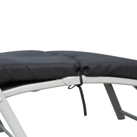 Outsunny Bain de Soleil Pliable transat inclinable 7 Positions Chaise Longue Grand Confort avec Matelas + accoudoirs métal époxy textilène Polyester Noir(m-9)