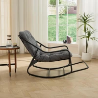 Fauteuil à bascule d'extérieur avec coussin de confort, pour salon, chambre, coin lecture, 75x116x82 cm, Gris(m-5)